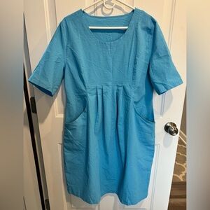 Women's XL, blue, cotton/polyester dress with pockets